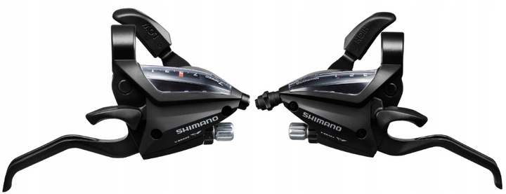 Klamkomanetki rowerowe 3x7 Shimano ST-EF500 komplet czarne