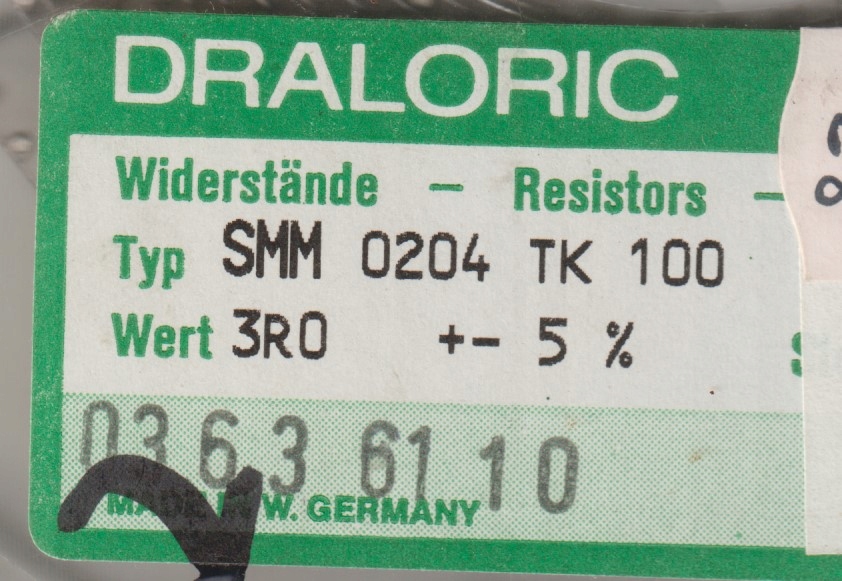 [100szt] 3R 5% 100ppm rezystor Smd minimelf SMM0204 Draloric low noise