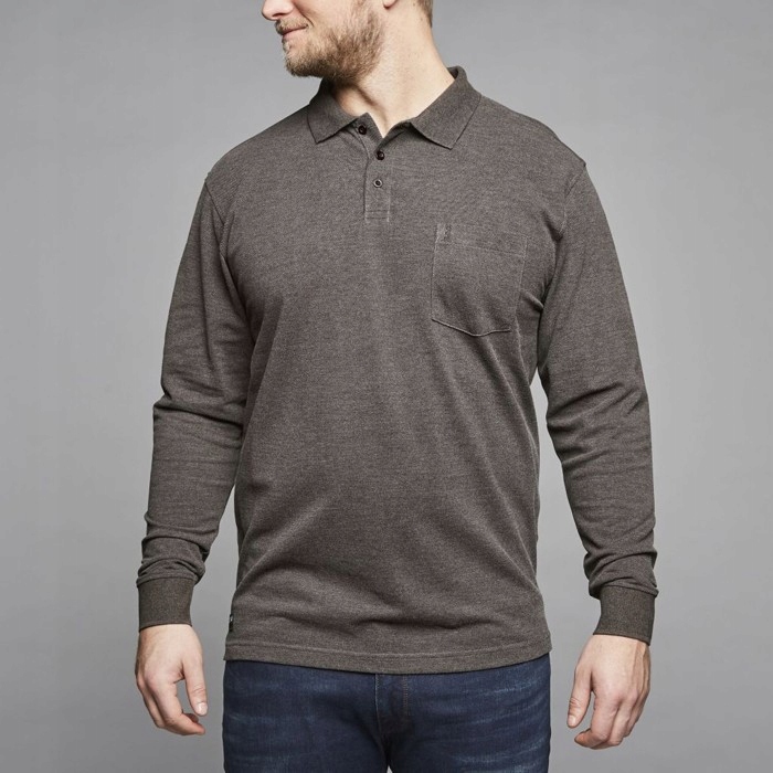North 56 Velká Velikost Polokošile Longsleeve Hnědá 6XL, obvod hrudníku 166 cm