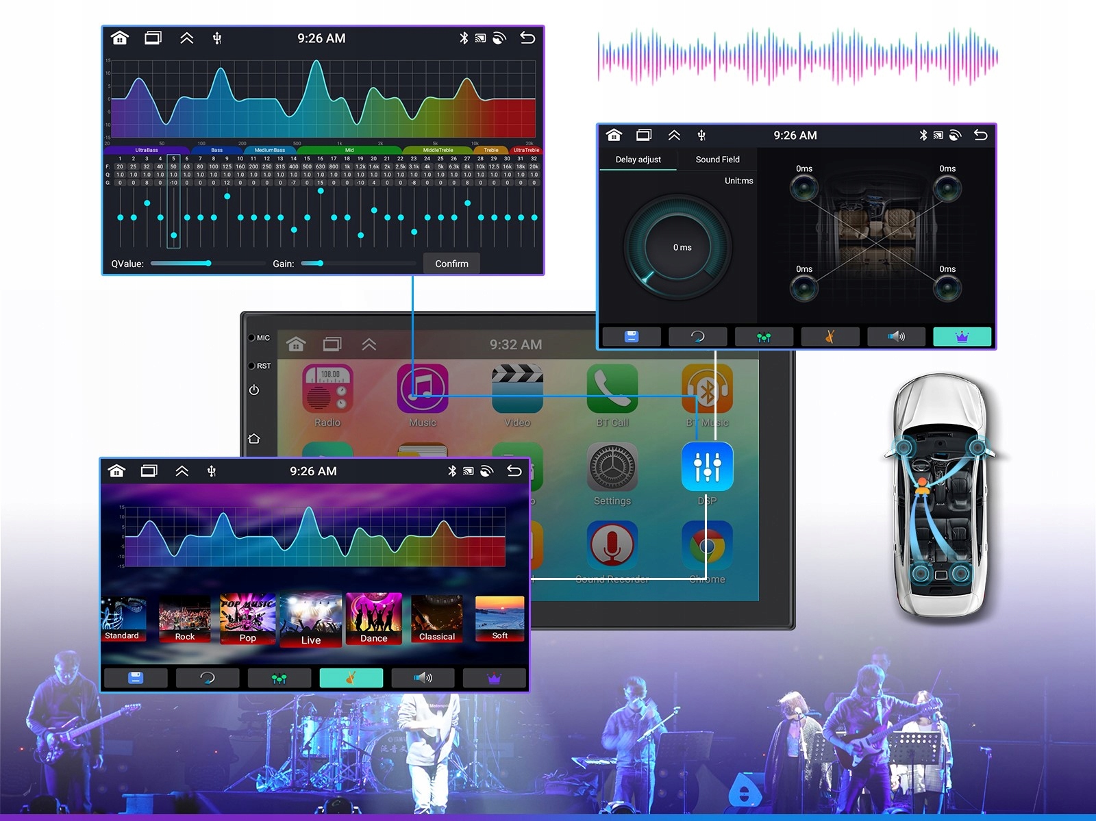 RADIO SAMOCHODOWE 2 DIN ANDROID AUTO CARPLAY 4GB/64GB ANDROID 13 RDS DSP 9" Rodzaj akcesoryjny