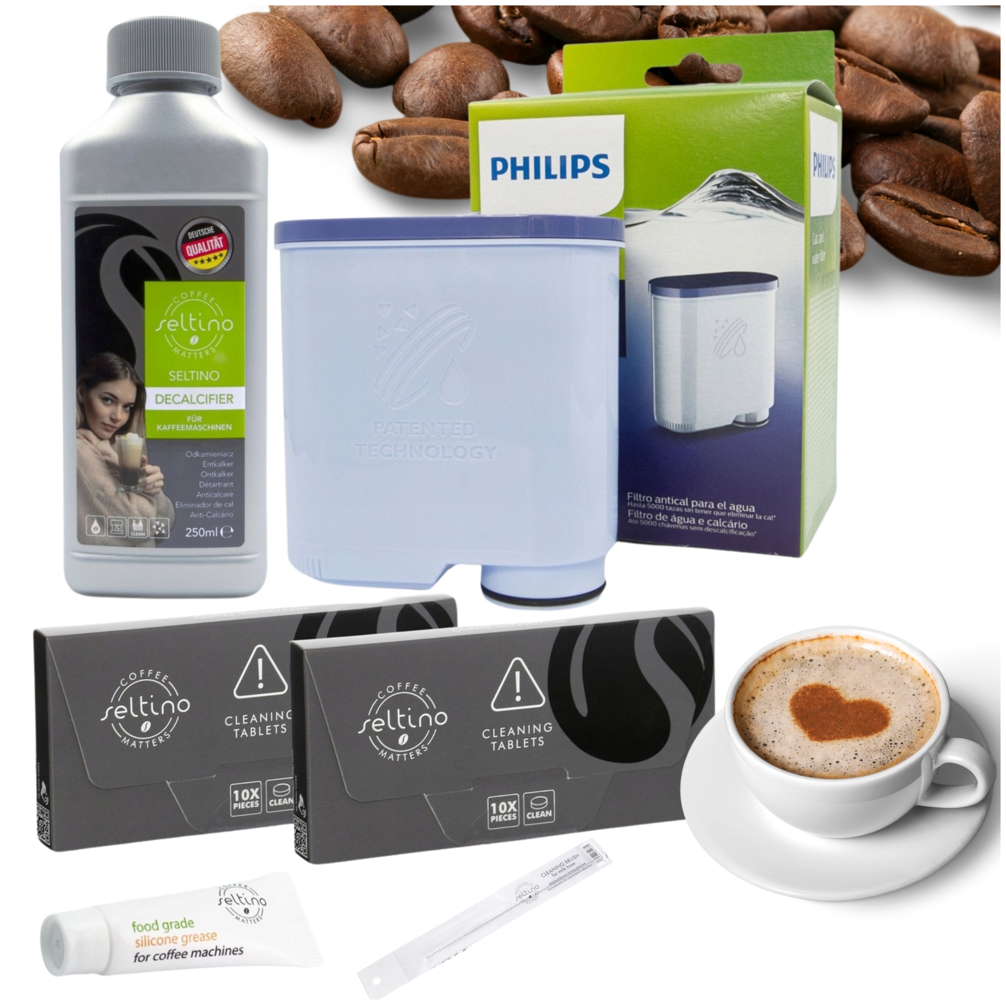 Zestaw do ekspresu Philips 5400 2200 3200 filtr+odkamieniacz +tabletki+smar