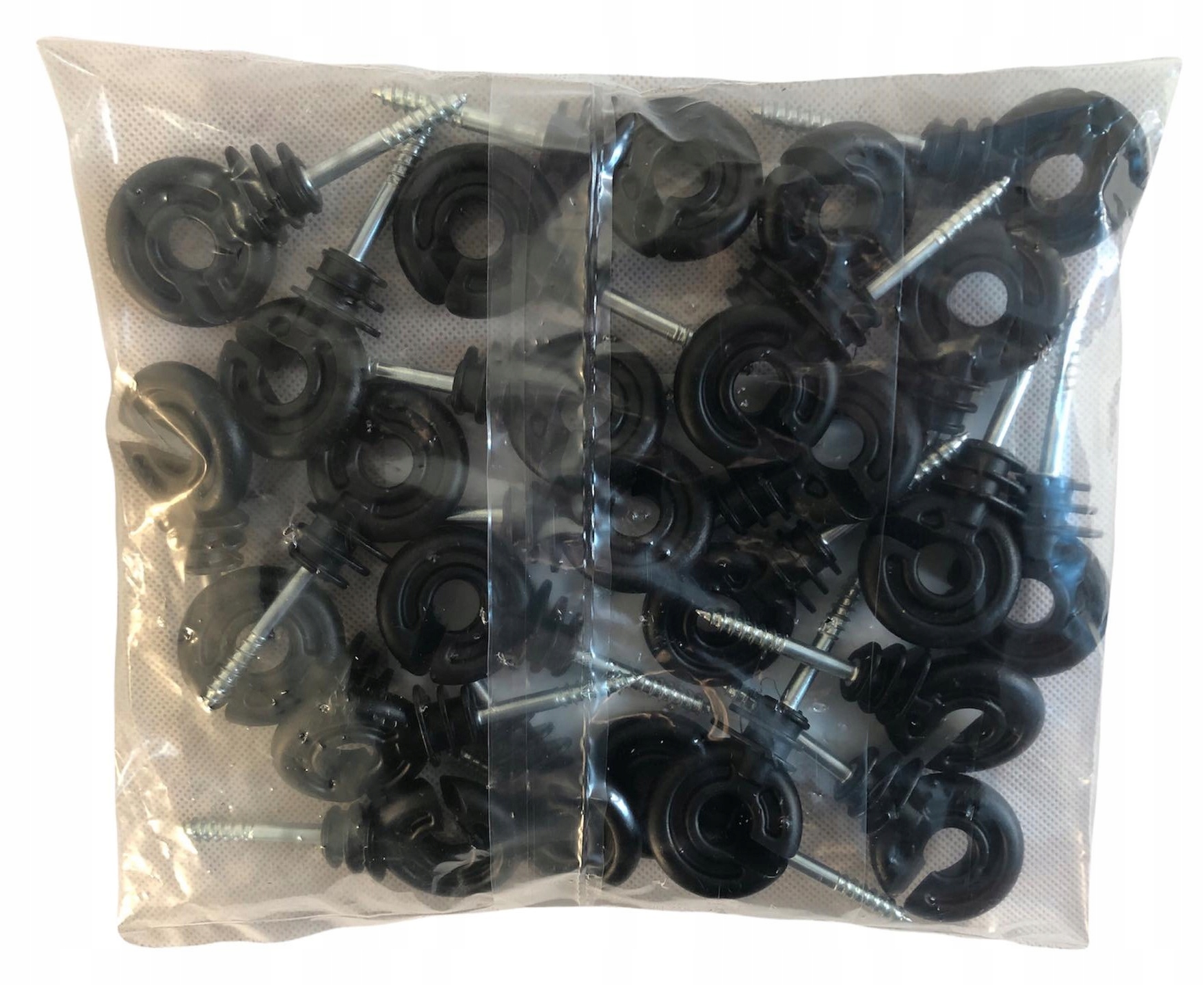 100 SZTUK Izolator okrągły wkręt do linki, drutu CZARNY Przeznaczenie do drewna