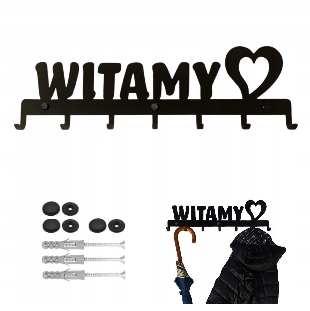 

Ozdobny Wieszak Ścienny Na Ubrania Witamy