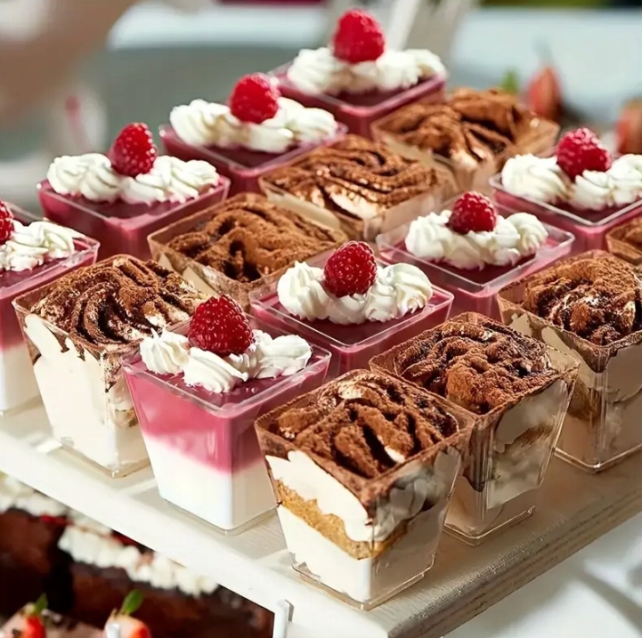 Pojemniki Kubki na przekąski mini desery FINGERFOOD SPACE 3 150ml 24szt Materiał plastik