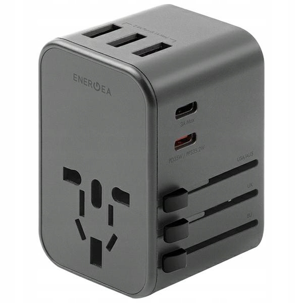 Energea Ładowarka 3XUSB 2XUSB-C Do Ładowania 4W1 Z Kompatybilnością Usa Uk