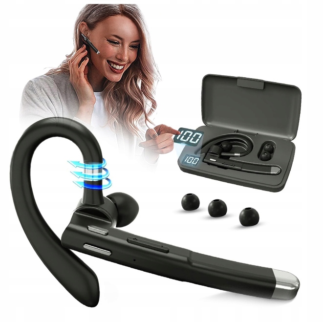 ZESTAW SŁUCHAWKOWY BEZPRZEWODOWA SŁUCHAWKA DO ROZMÓW BT ŁADOWARKA NAKŁADKI