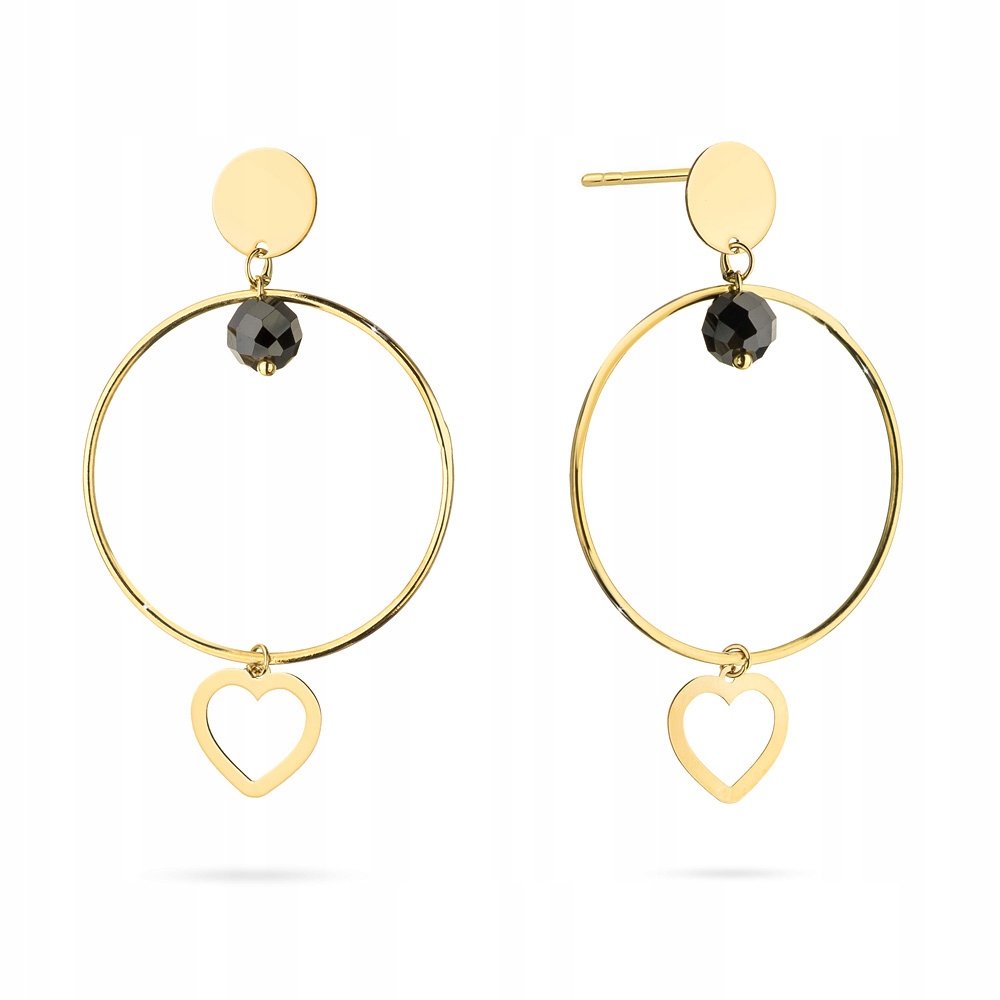 

Złote Kolczyki pr.585 Kółka z Sercami i Cyrkoniami