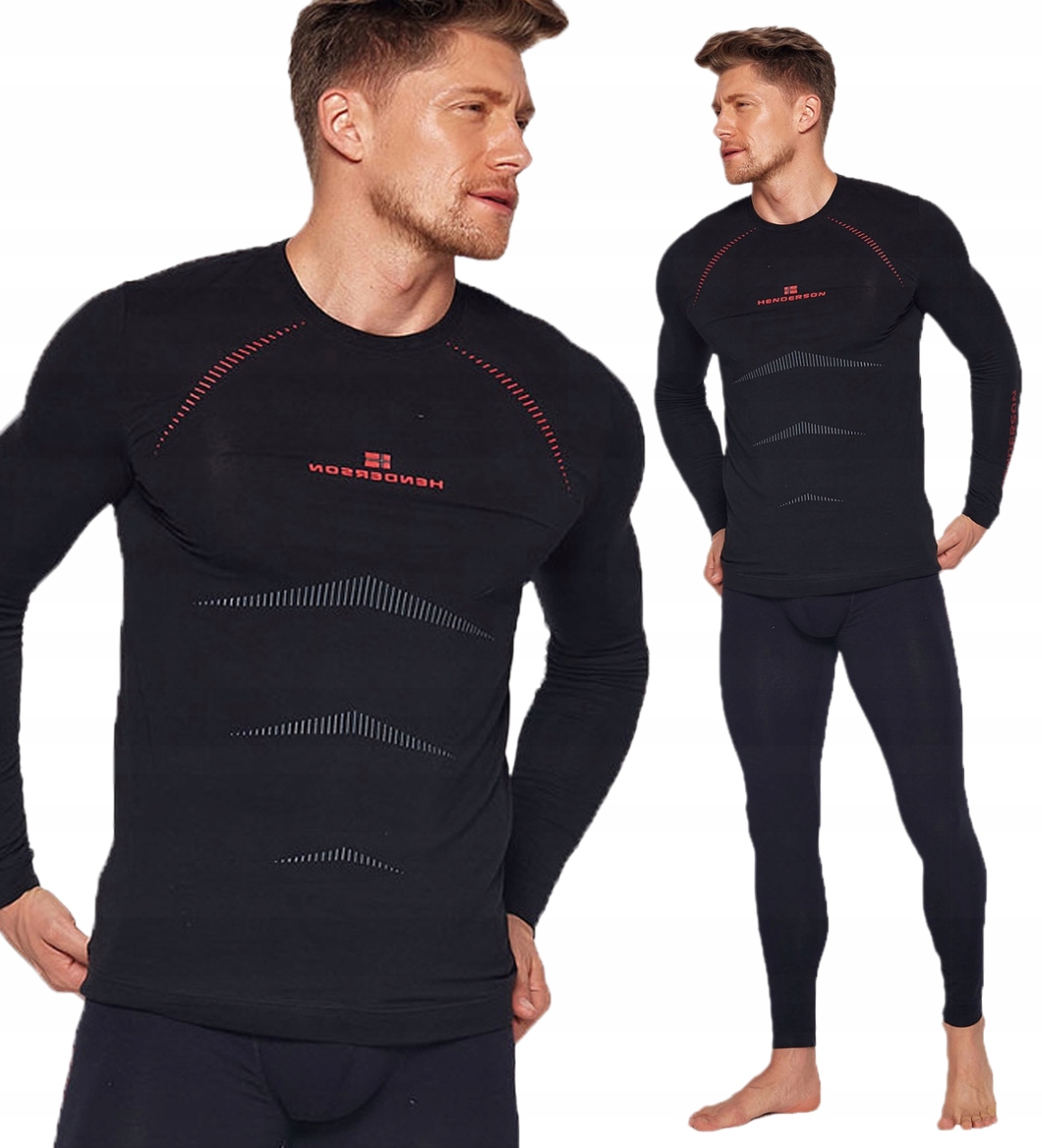 Komplet HENDERSON Bielizna Termoaktywna Męska Czarny - XL