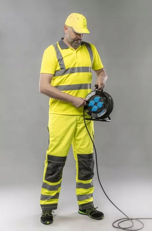 KOSZULKA POLO robocza męska ODBLASKOWA OSTRZEGAWCZA żółta WYSOKA JAKOŚĆ Stan opakowania oryginalne