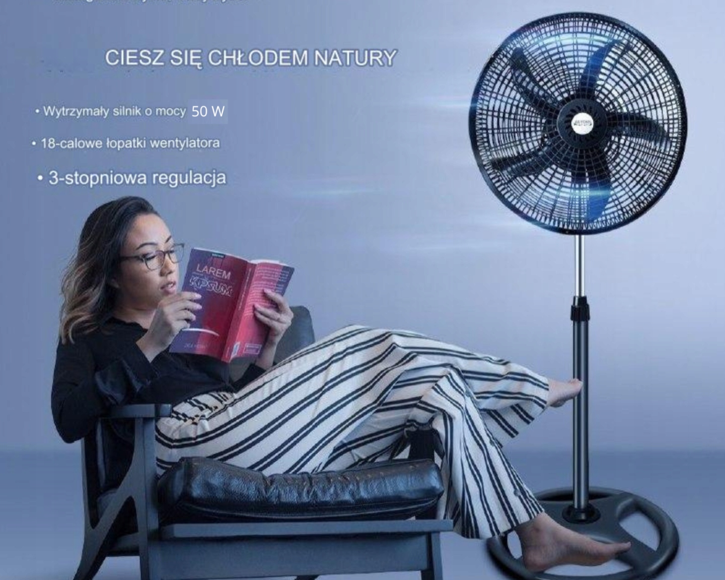 WENTYLATOR WIATRAK PODŁOGOWY STOJĄCY MOCNY 50W Marka inna