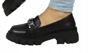 New Look Dámské Mokasíny Nazouvací Černá Kůže Řetěz 41 T7I