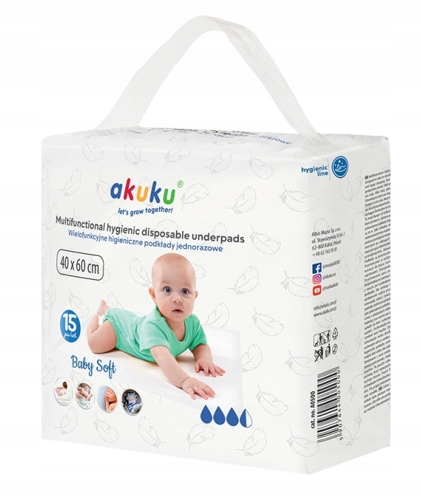 Podkład do przewijania Akuku 60 x 40 cm 15 szt.