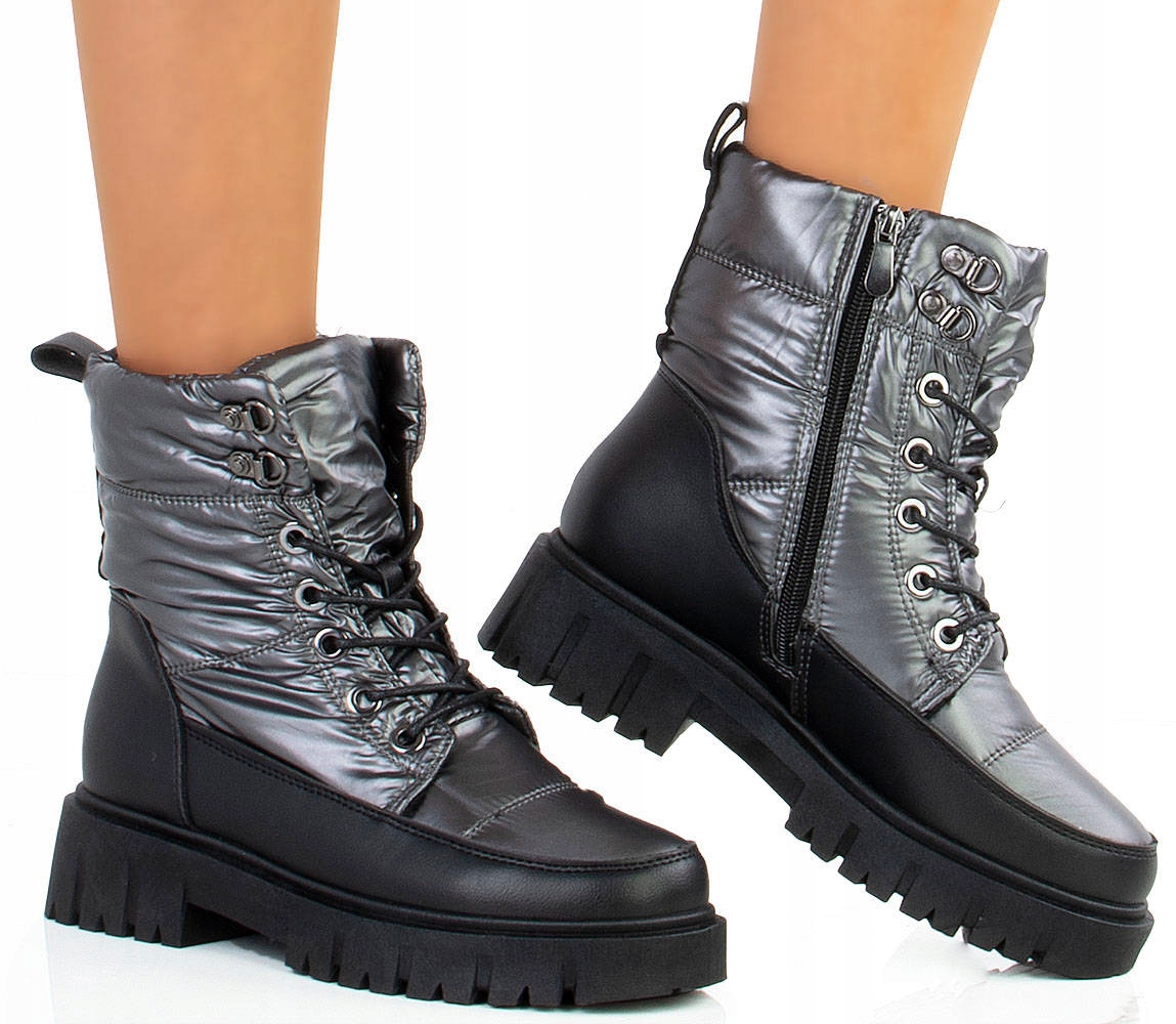 

Śniegowce Ocieplane Czarne Botki Trapery 38