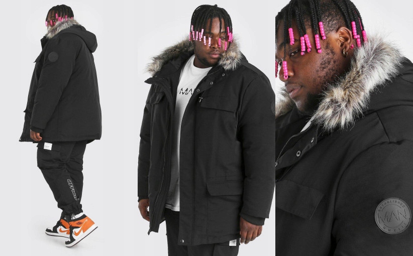 Boohoo Černá Parka Bunda 3XL