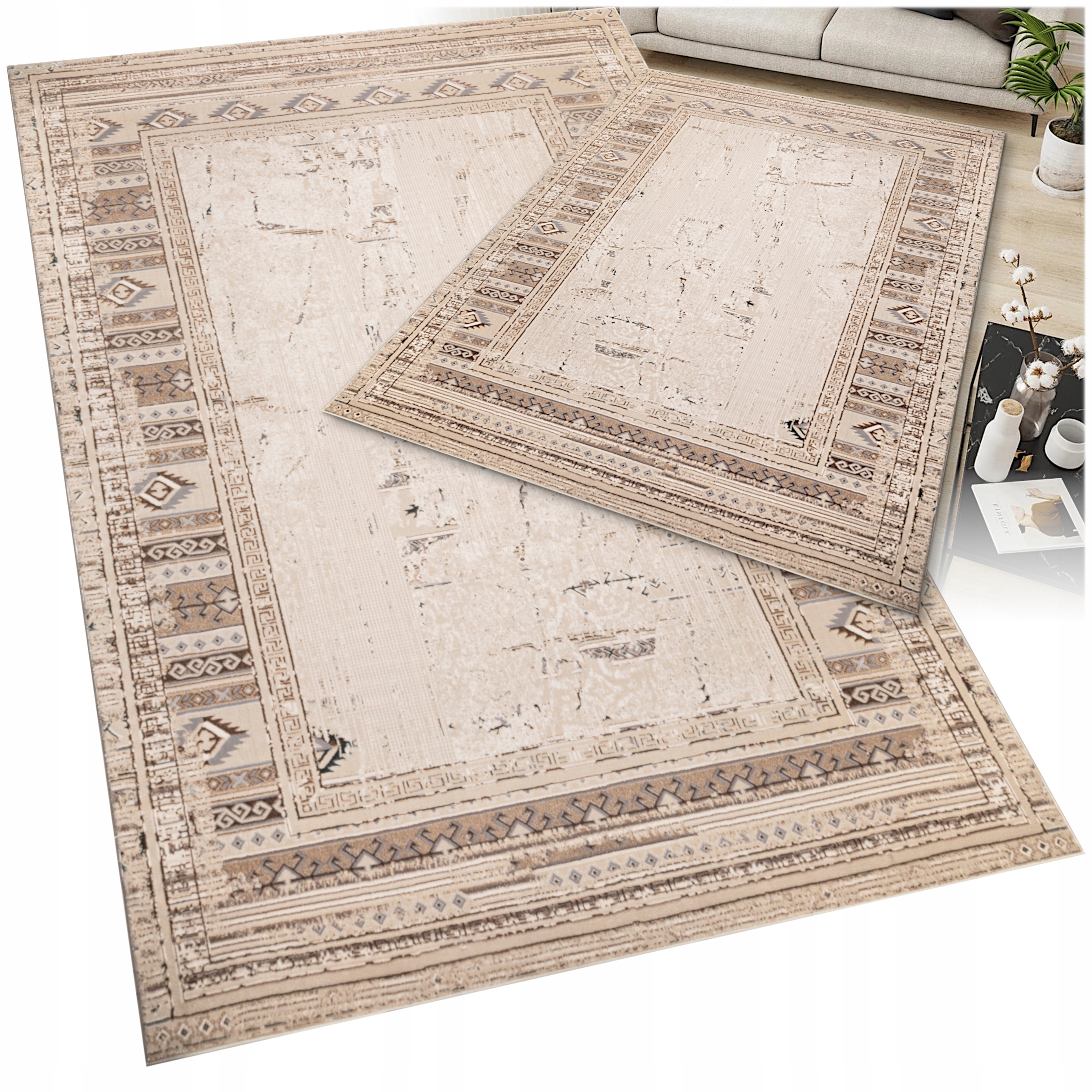 Koberec Do Obývacího Pokoje Velký Béžový Měkký 200x290 Moderní Glsmour Tlustý Módní