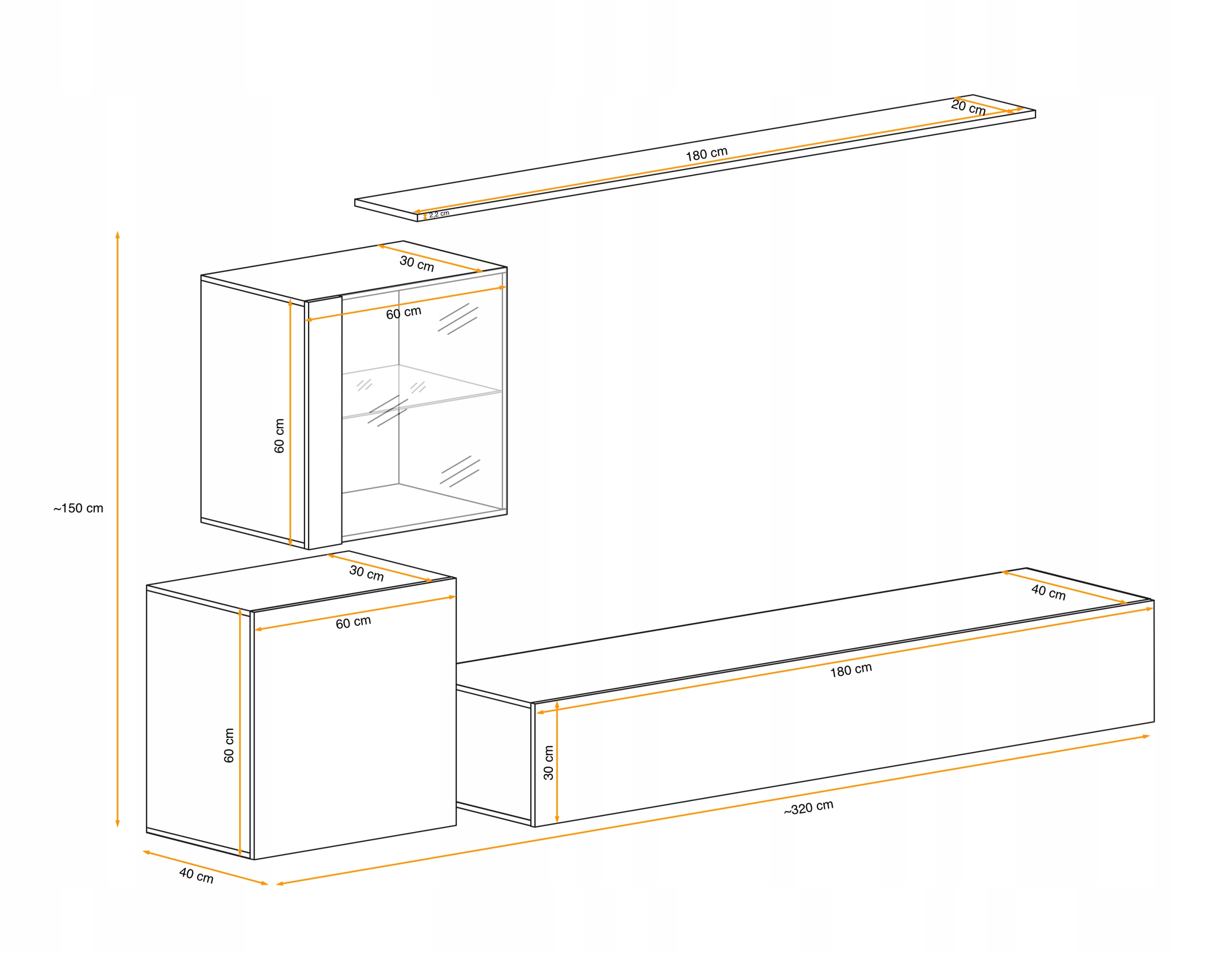 MEBLOŚCIANKA SWAP XV - MAT PVC I W.POŁYSK PVC WT Marka ASM