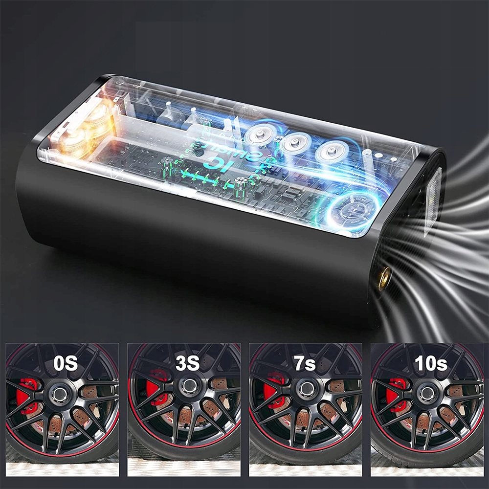 ELEKTRYCZNA POMPKA POWIETRZA Z LCD I ŚWIATŁEM LED Kolor dominujący czarny