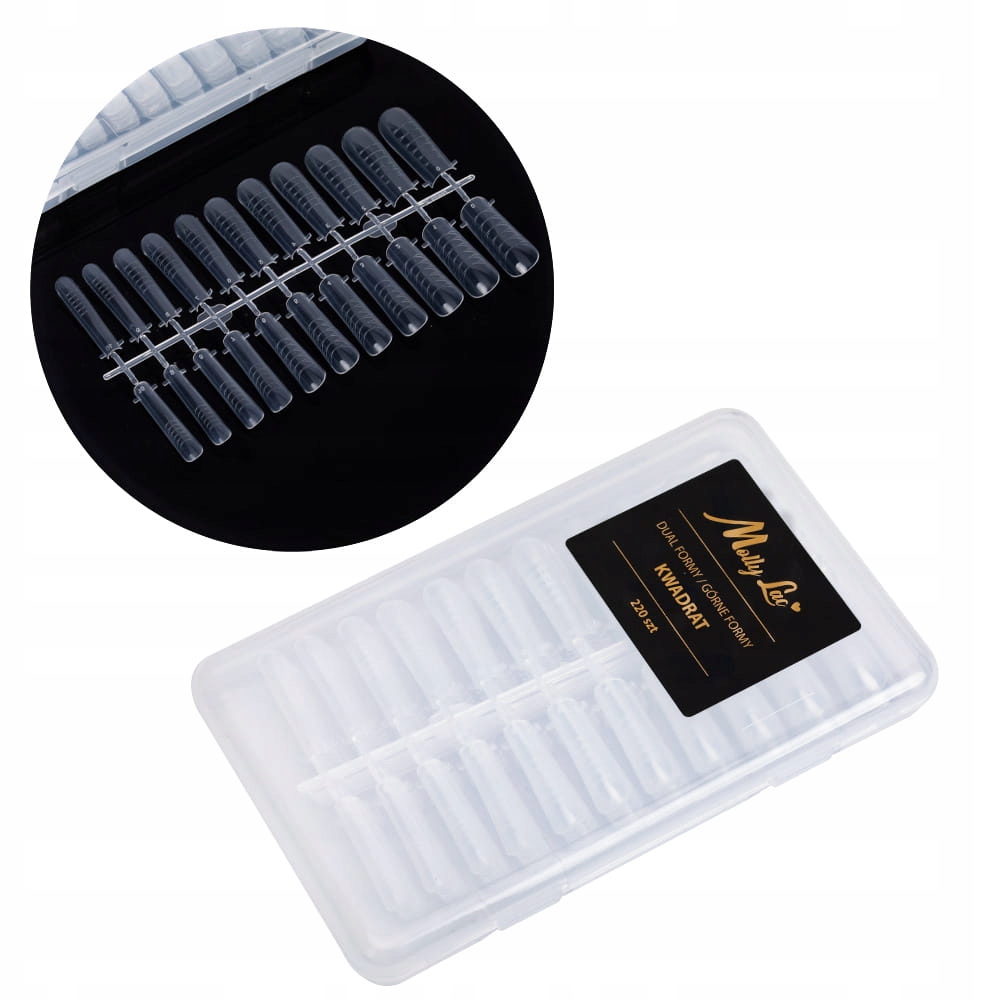 220x Szablon Górna Forma Do Przedłużania Paznokci MOLLYLAC DualForm Kwadrat