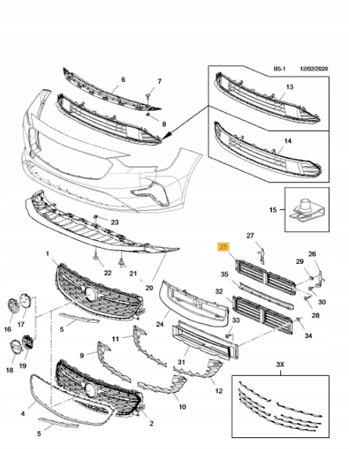 23335171 - РЕШЕТКА РАДИАТОРА INSIGNIA B LIFT 20-OE