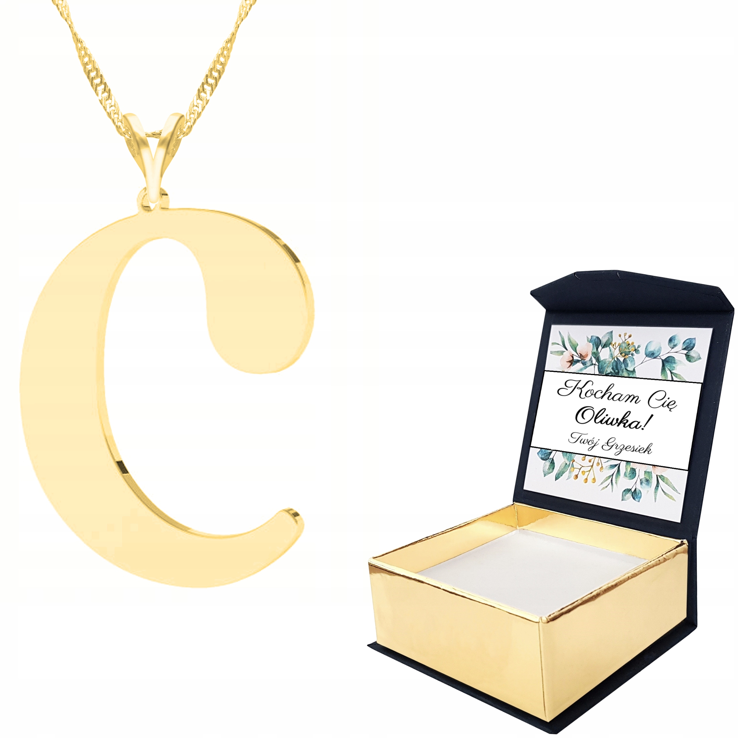 Zlatý náhrdelník s velkým písmenem C Vlastní Potisk