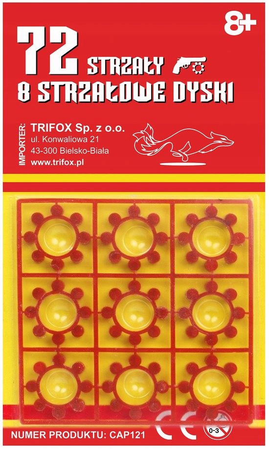 1x KAPISZONY HUKOWE SPŁONKA 8 STRZAŁÓW DO PISTOLETU - 72 STRZAŁY