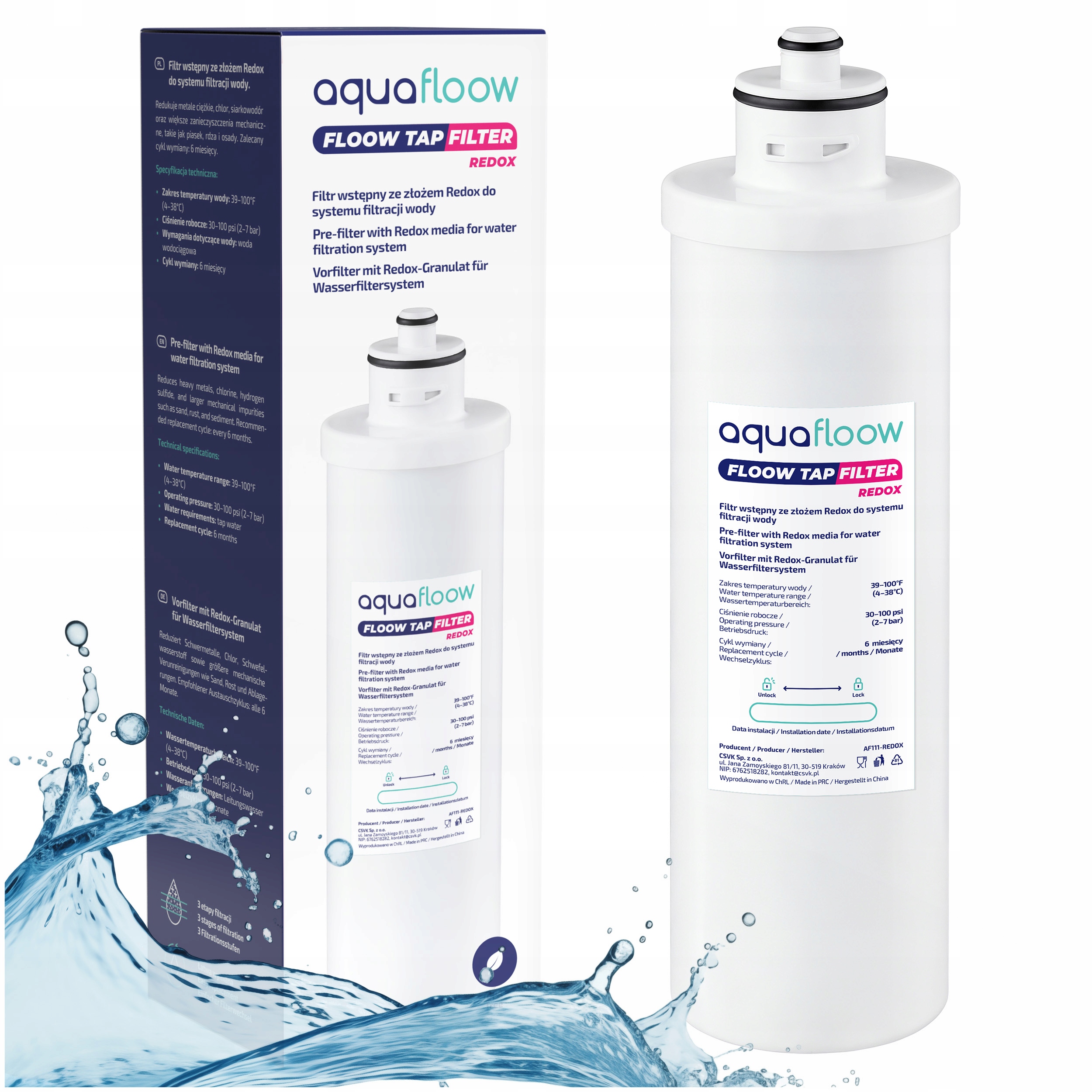 Filtr do wody pod zlew AquaFloow Redox redukcja chloru metali poprawa smaku