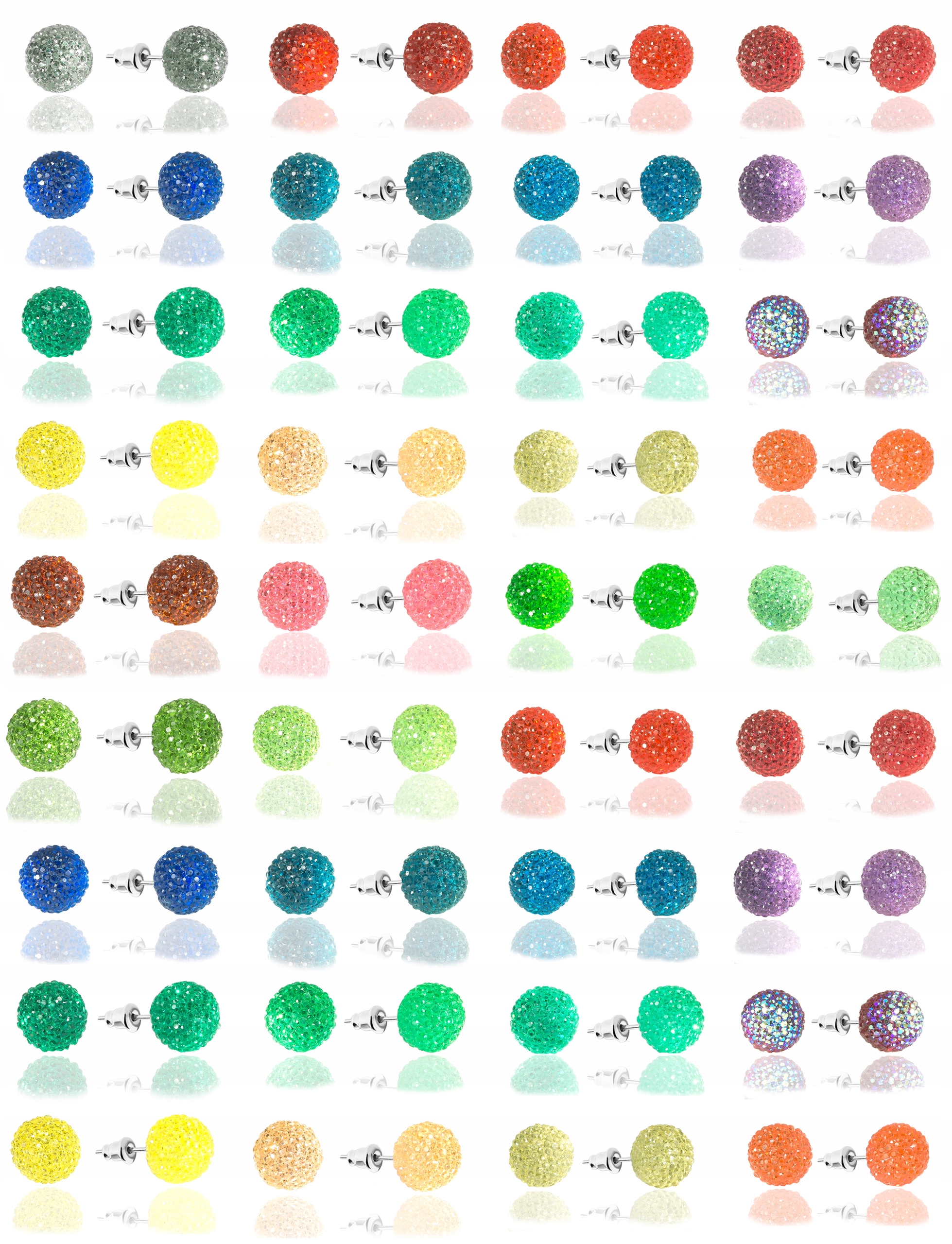 

Zestaw kolczyków kule kryształkowe 10 mm 36 par