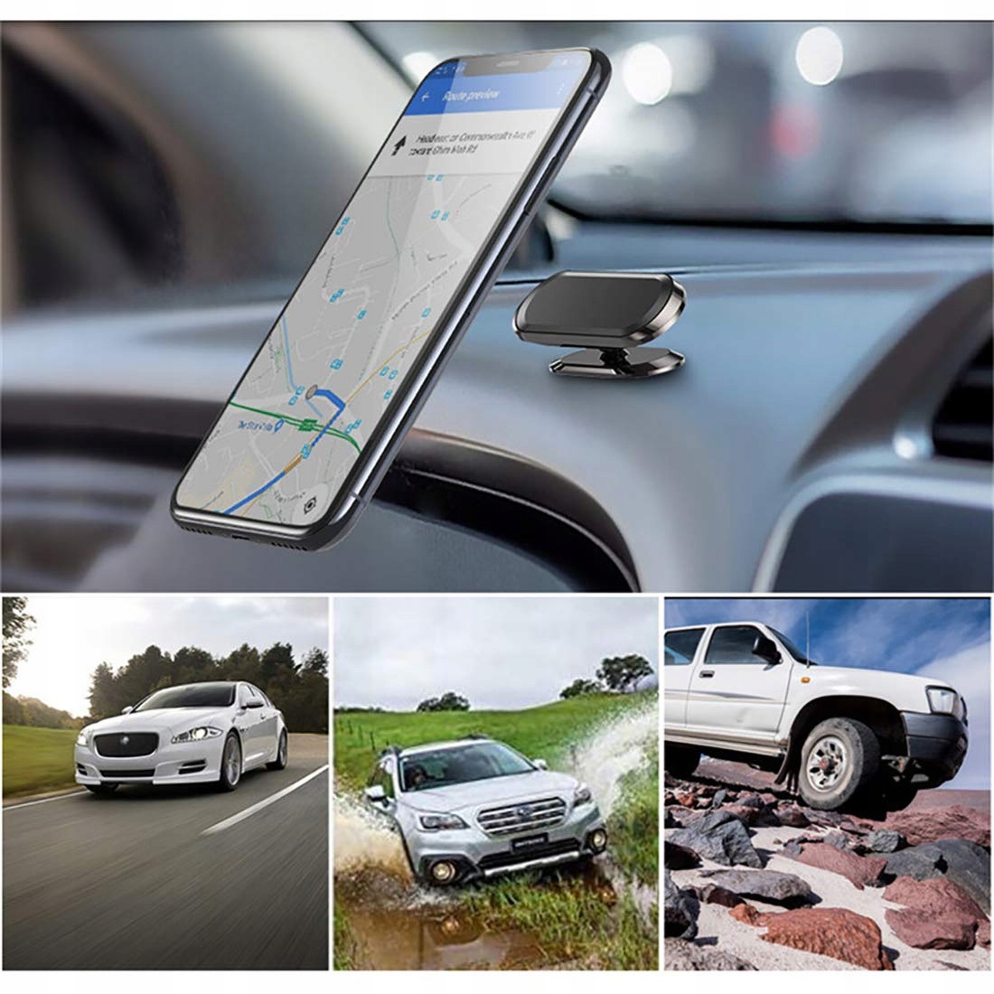 Magnetyczny Uchwyt Samochodowy 360° Do Telefonu iPhone Smartfon Android — miniatura 7