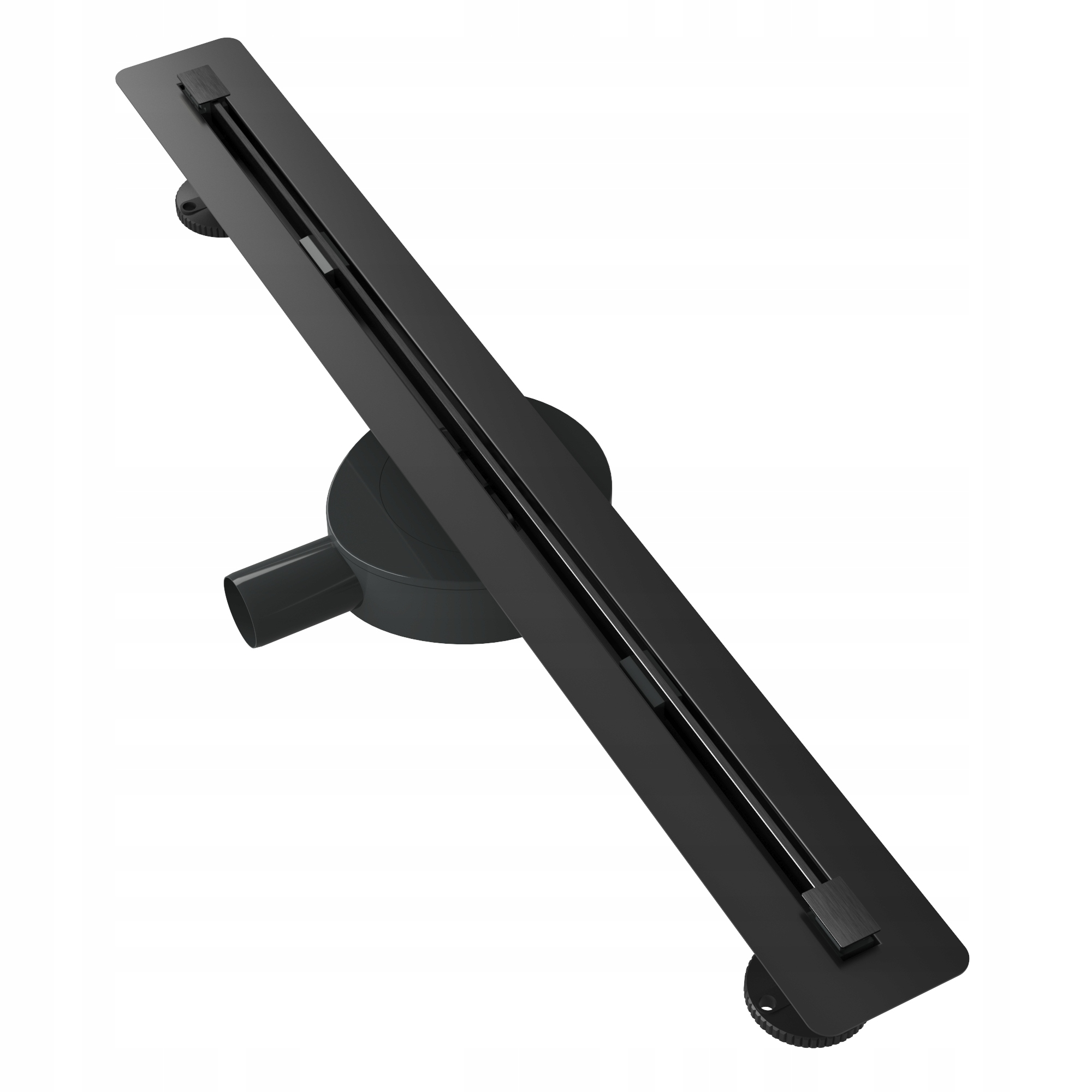 Lineárny Odtok Pod Dlažbu Čierny 70 cm Oceľový Sifón Sprchová Vanička Luno