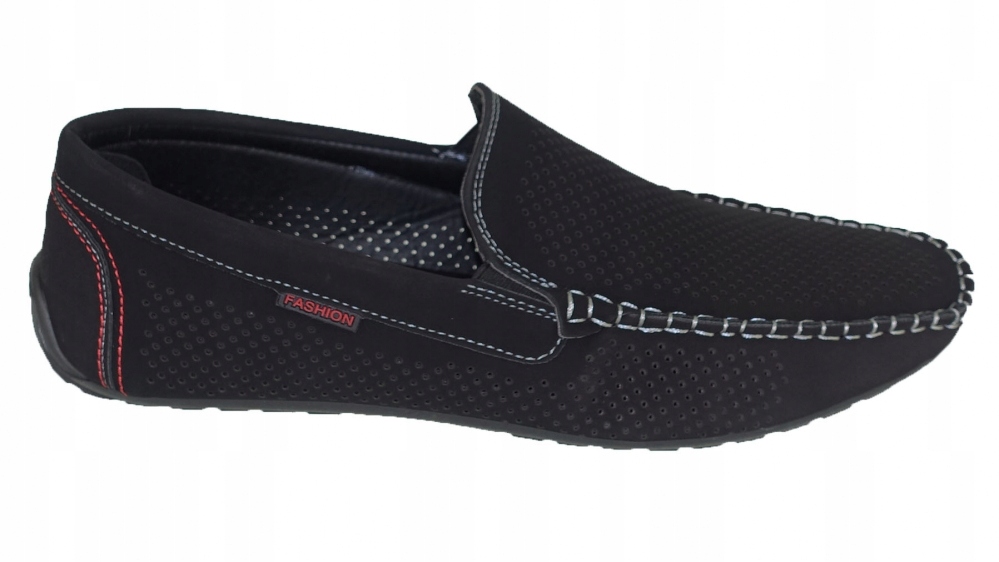 MOKASYNY AŻUROWE MĘSKIE WSUWANE Z DZIURKAMI Materiał zewnętrzny skóra ekologiczna