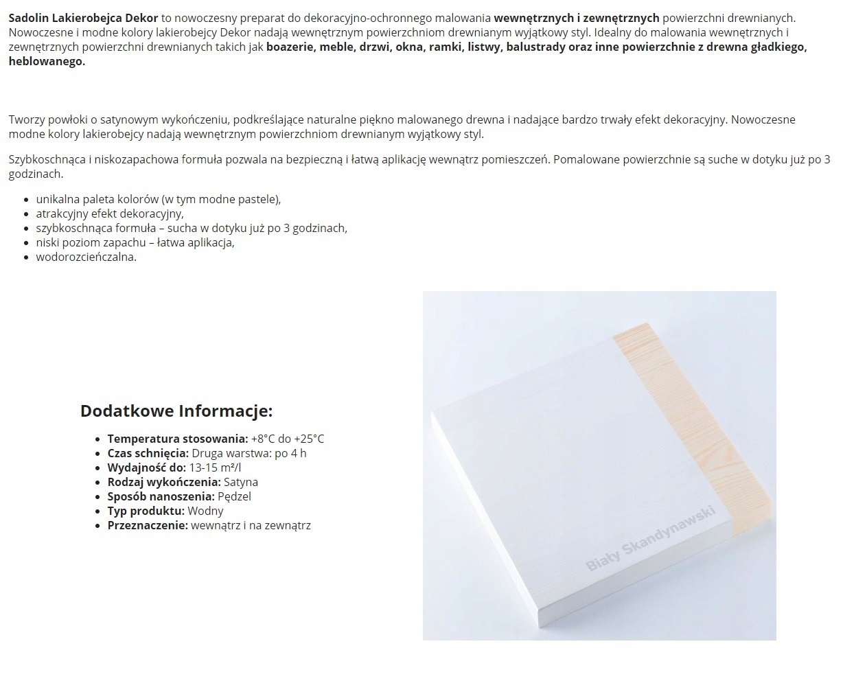 SADOLIN DEKOR 1L BIAŁY SKANDYNAWSKI Marka Sadolin