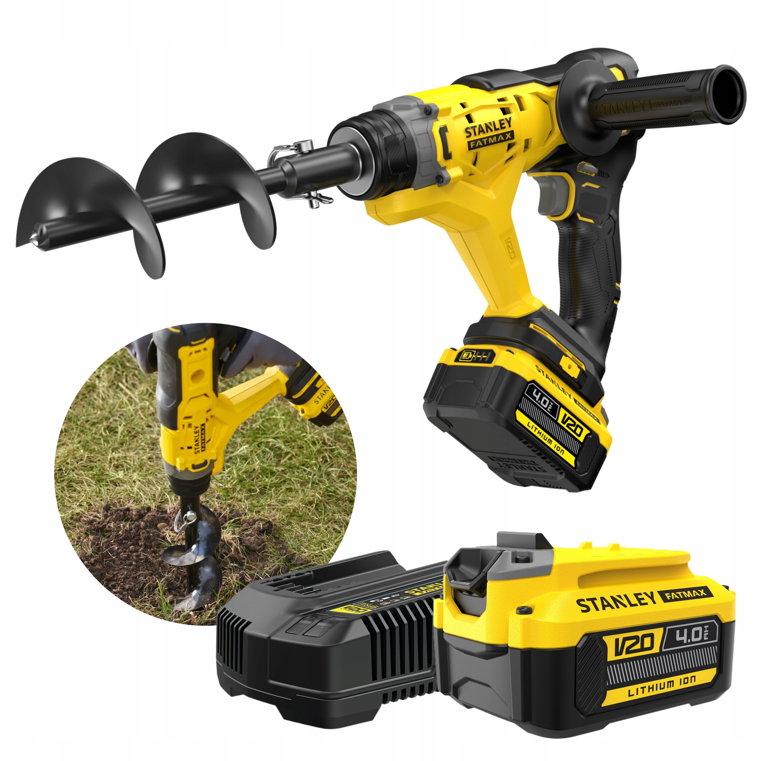 Wiertnica Glebowa Akumulatorowa Stanley Fatmax SFMCGA75M1 18V Zestaw