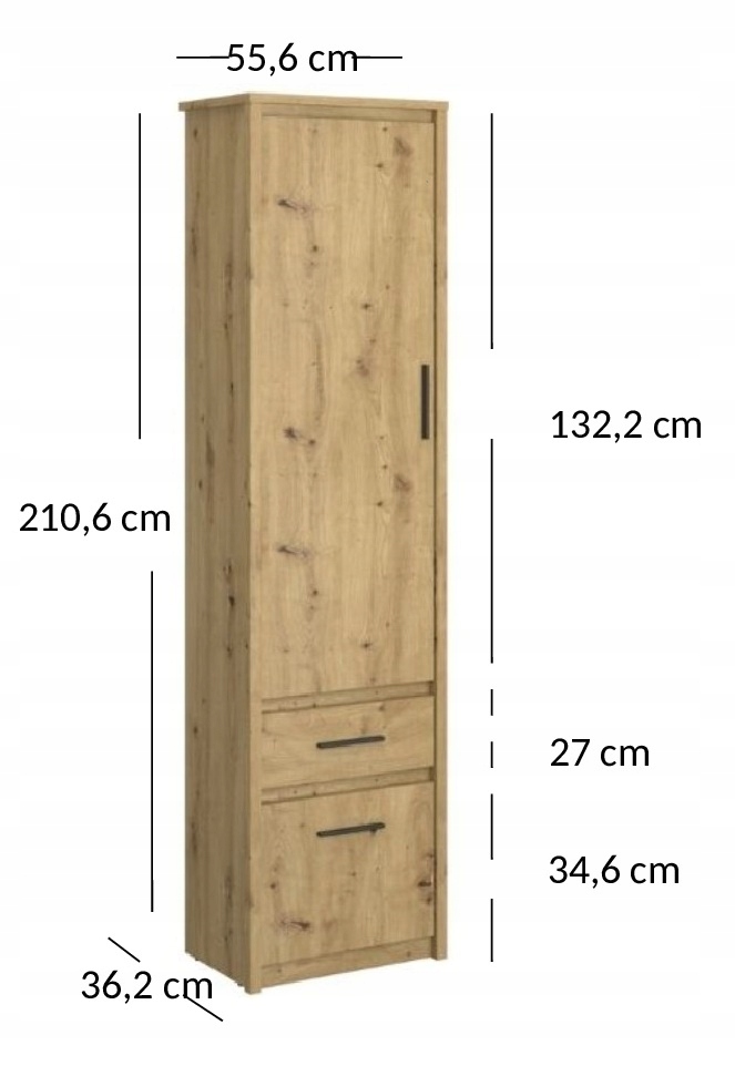 WĄSKI REGAŁ SZAFKA PÓŁKA na książki 56 CM dąb Marka inna