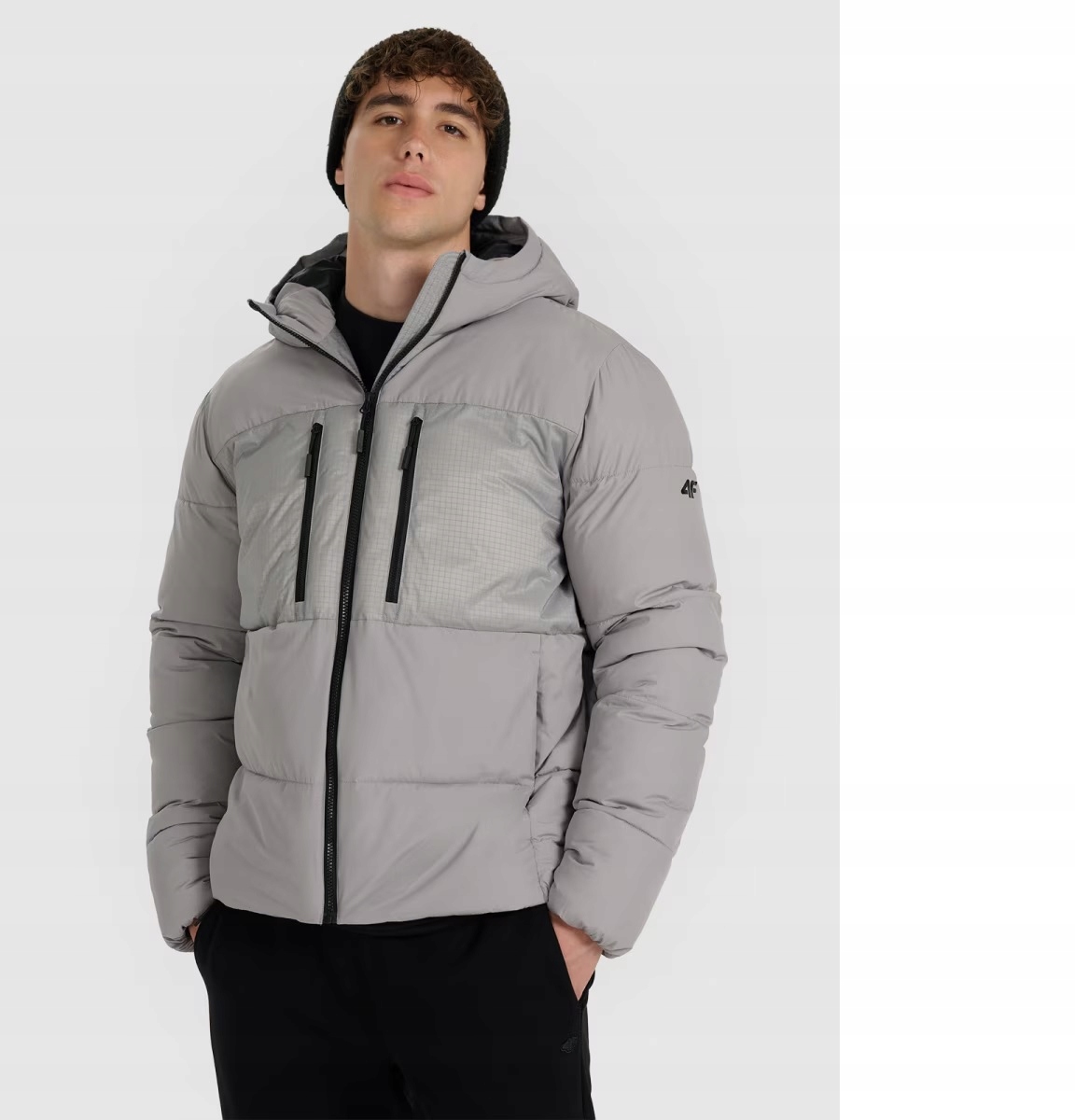 4F Pánská Péřová Bunda M602 Šedá