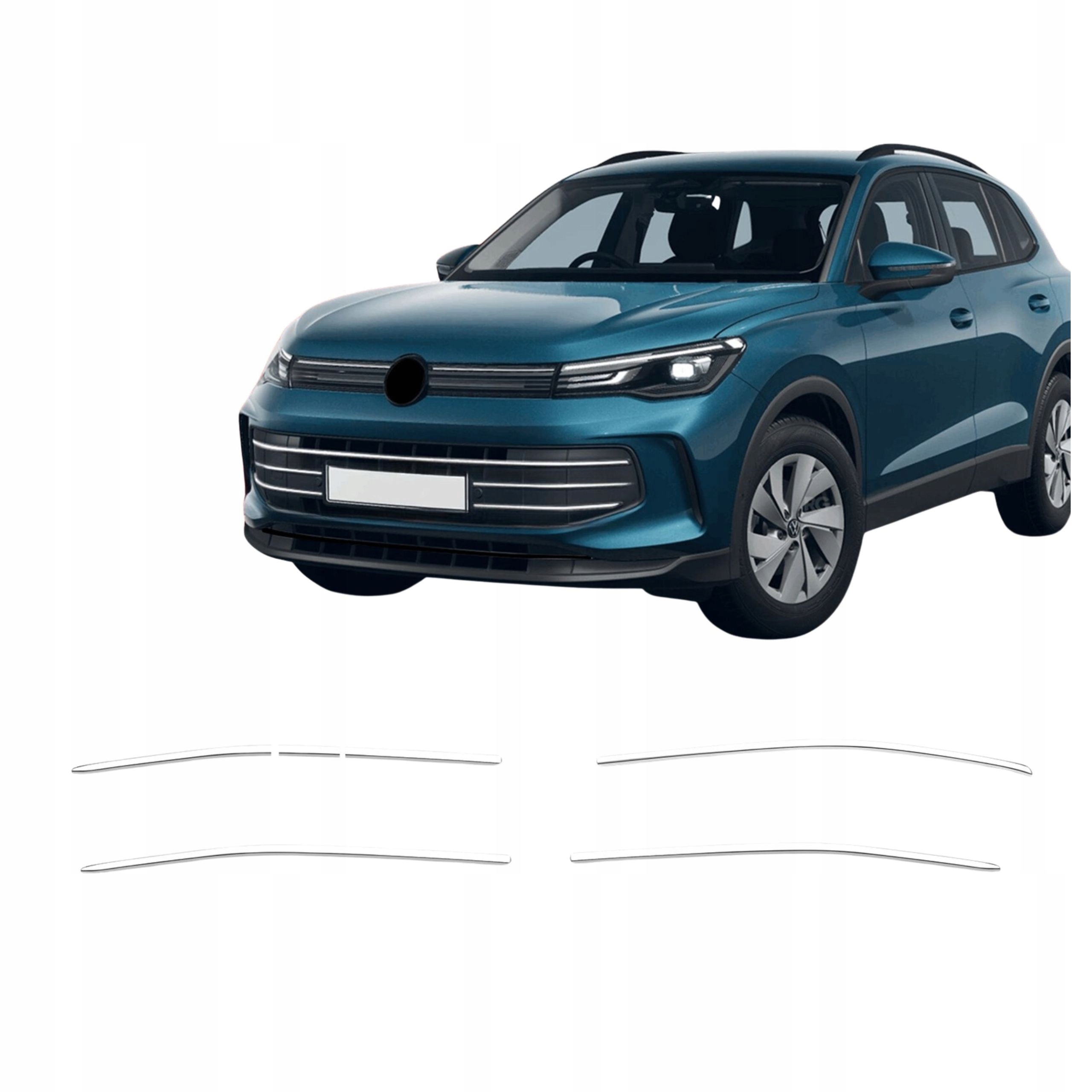 Chromované ochranné krytky lišty na maska chladiče Volkswagen Tiguan od roku 2024