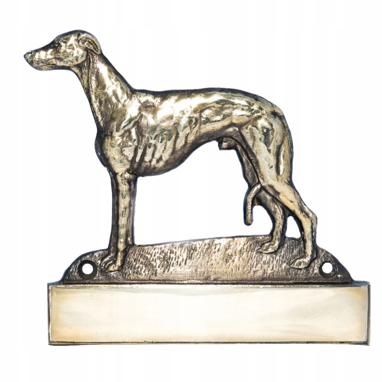 Whippet mosadzná tabuľa na dvere so psom, gravírovaný štítok