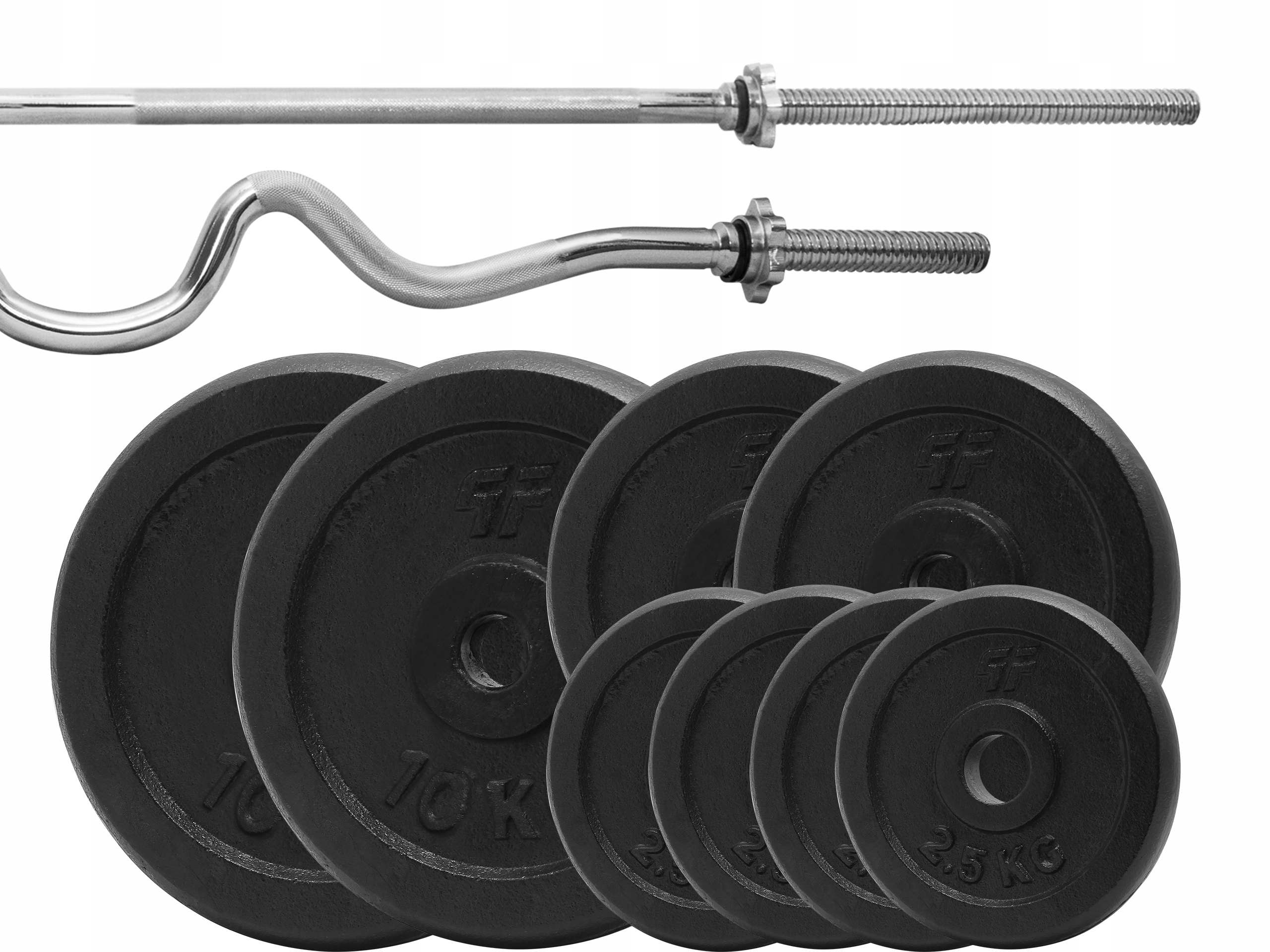 

Zestaw 56KG Obciążenie Żeliwne 29MM + 2 Gryfy