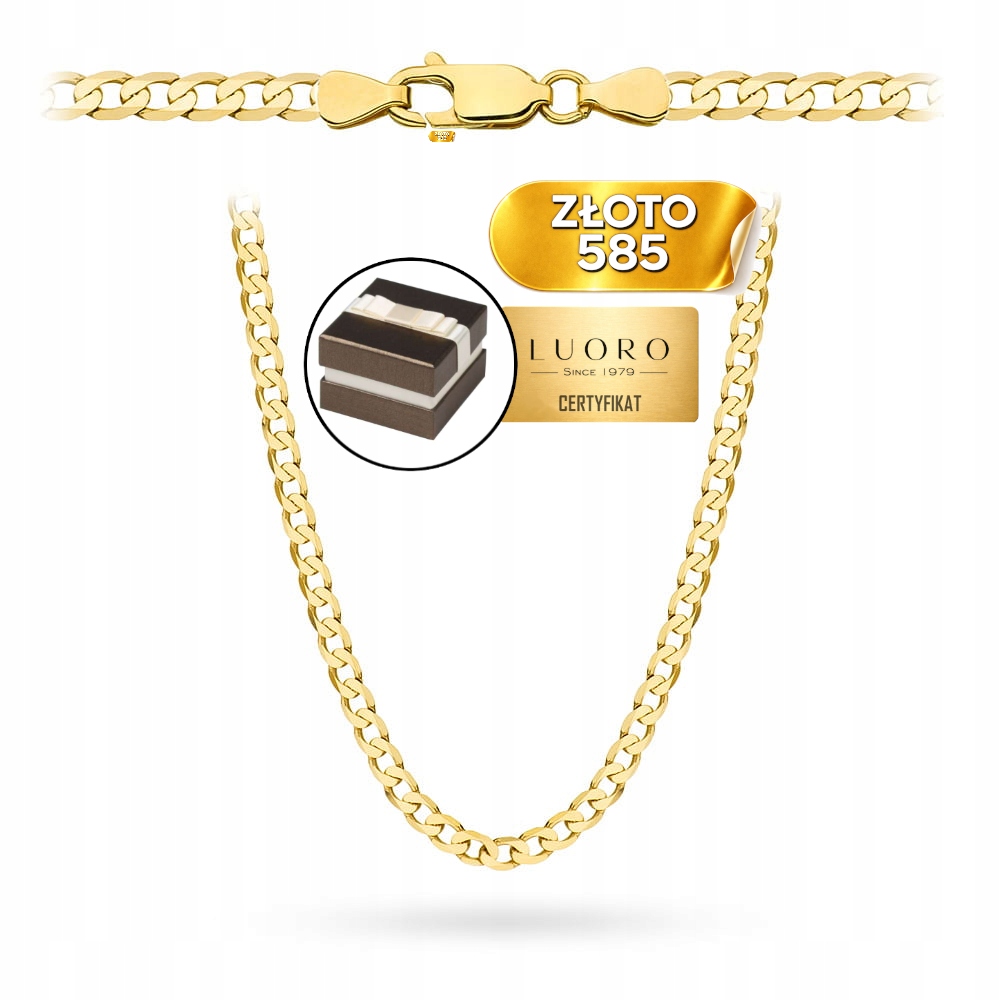 Řetízek Zlatý 585 14K Pancířová Vazba Hladká 60 CM Elegantní
