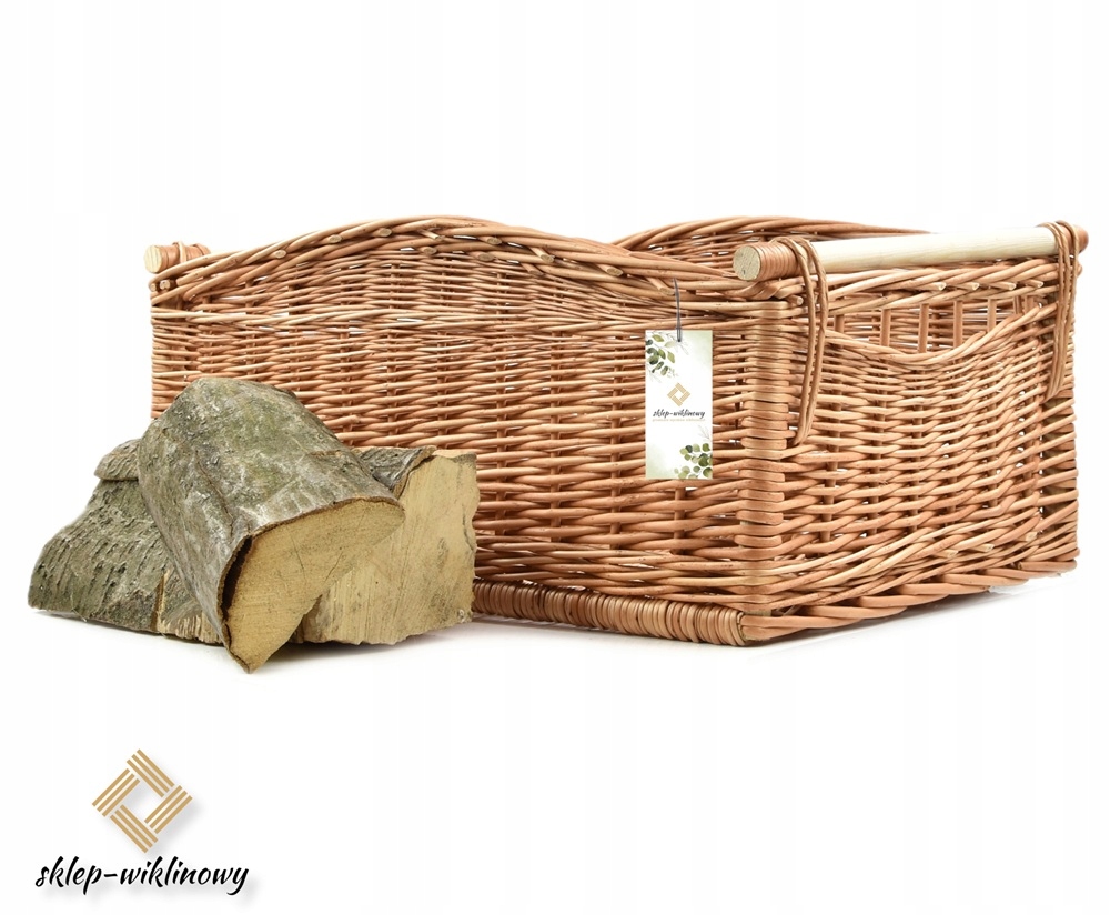 Proutěný box na dřevo a palivo silný proutěný koš s držadly 60 cm