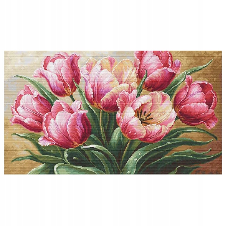 Křížková výšivka – Sada na vyšívání – Půvabné tulipány – Luca-s
