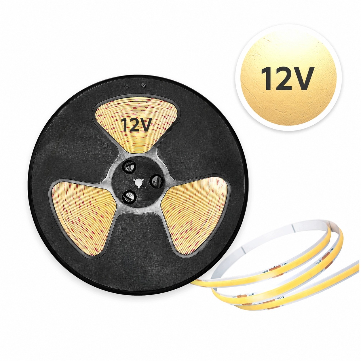 Led pásek Cob 12V 10W/m 50 m 320 diod 3000K Teplá Barva 8 mm 460 lm