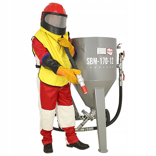 POLSKA PIASKARKA MOBILNA 170 LITRÓW + STRÓJ MASKA BHP