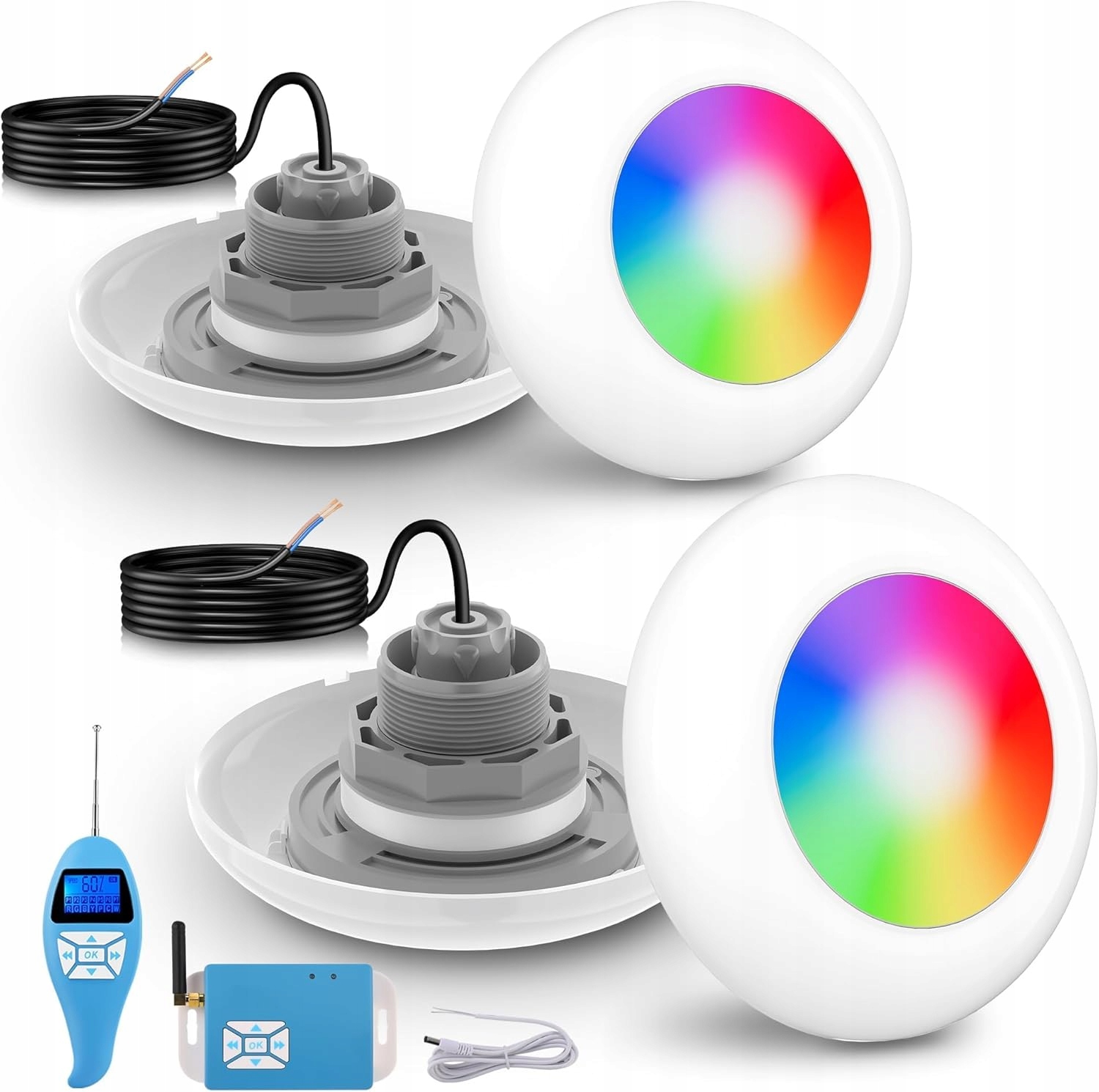 Led lampa do bazéna LyLmLe 15W Rgb 190 mm 12V Ac s diaľkovým ovládaním 2 ks PL06-CS15W
