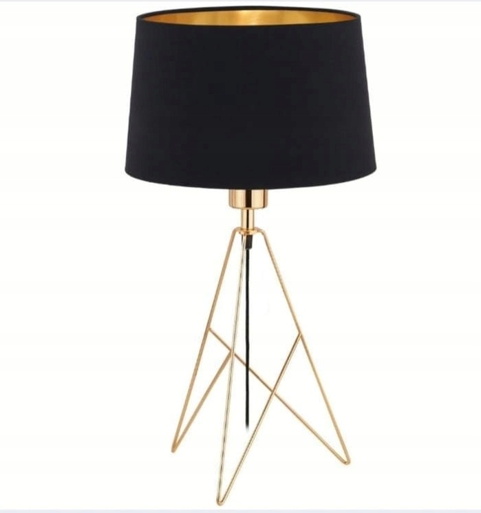 LAMPKA LAMPA CZARNA ZŁOTA TRÓJNÓG GLAMOUR STOŁOWA