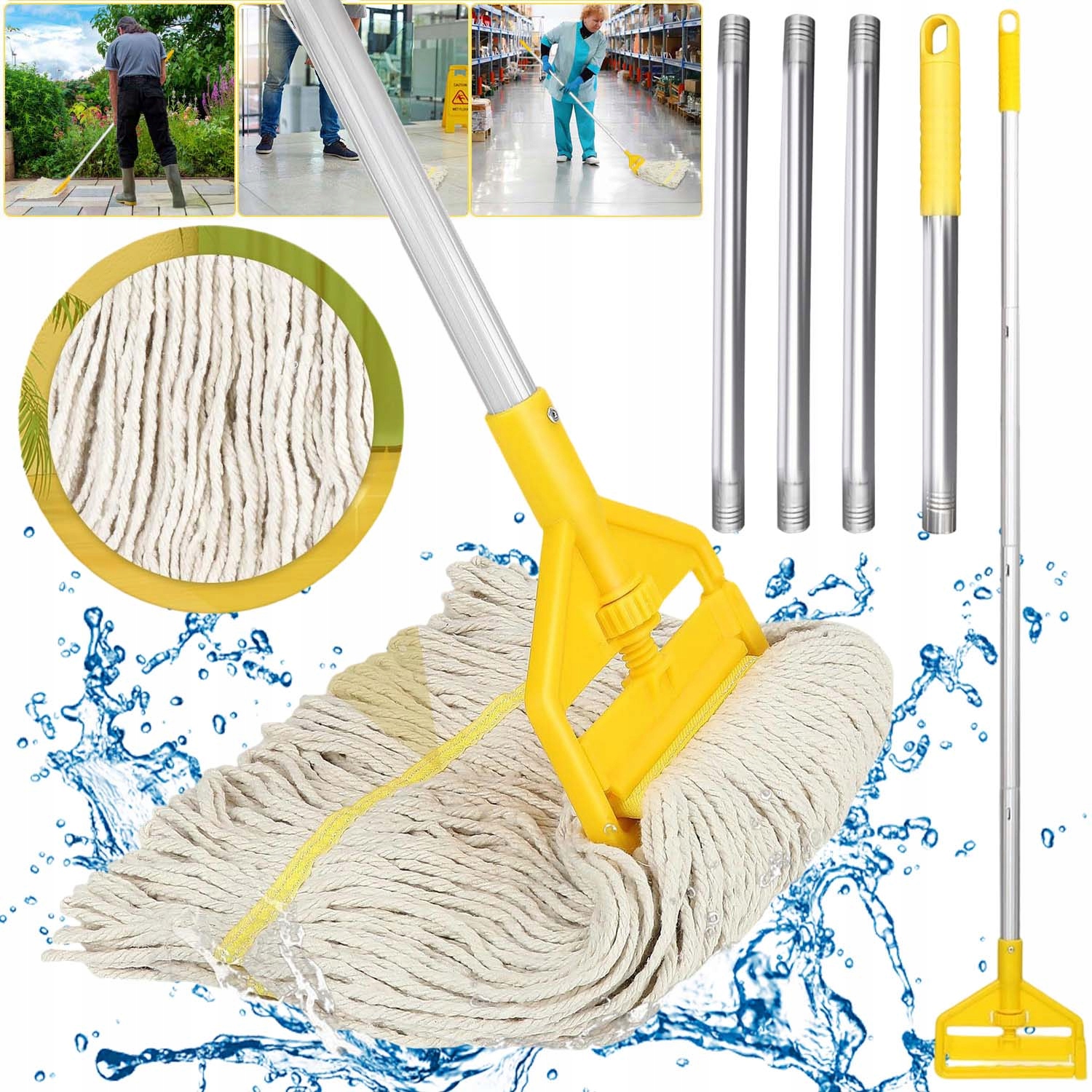 Levně Podlahový Mop S Provázkem, Rychlé Čištění, Odstranitelný, 147 CM, Pro Domácnost I Kancelář