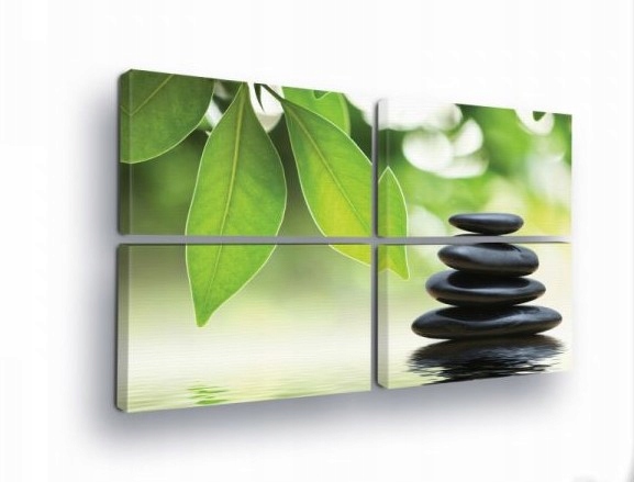 Obraz 120x80 Zen pokoj harmónia príroda relax kamene listy voda zelená