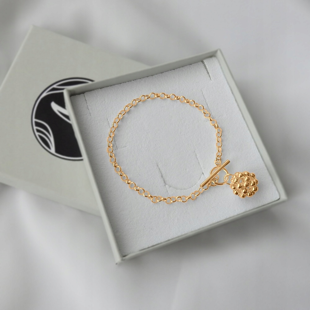 Řetízkový náramek se stříbrnou kuličkou, pozlacený