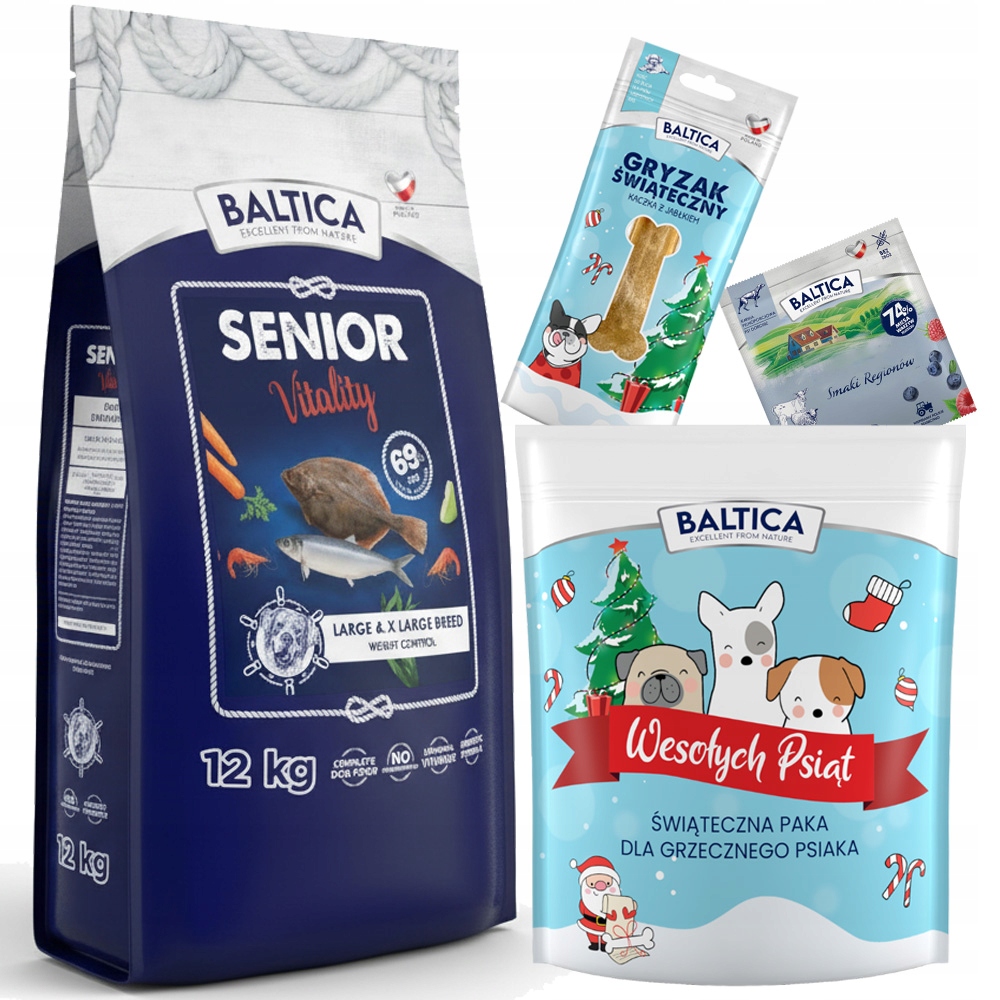 Levně Baltica Senior Vitality M&L 12KG Krmivo Pro Seniory Velké Plemena Ryb Bez Obilovin