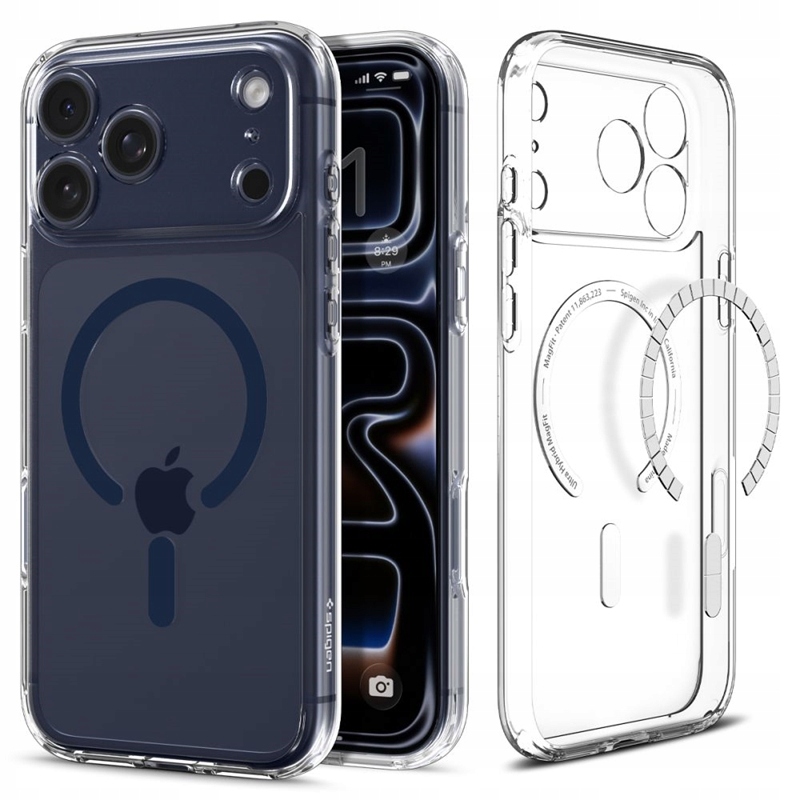 Spigen Ultra Hybrid Mag MagSafe Pouzdro pro iPhone 17 Pro (Průhledné/Tmavě Modré)
