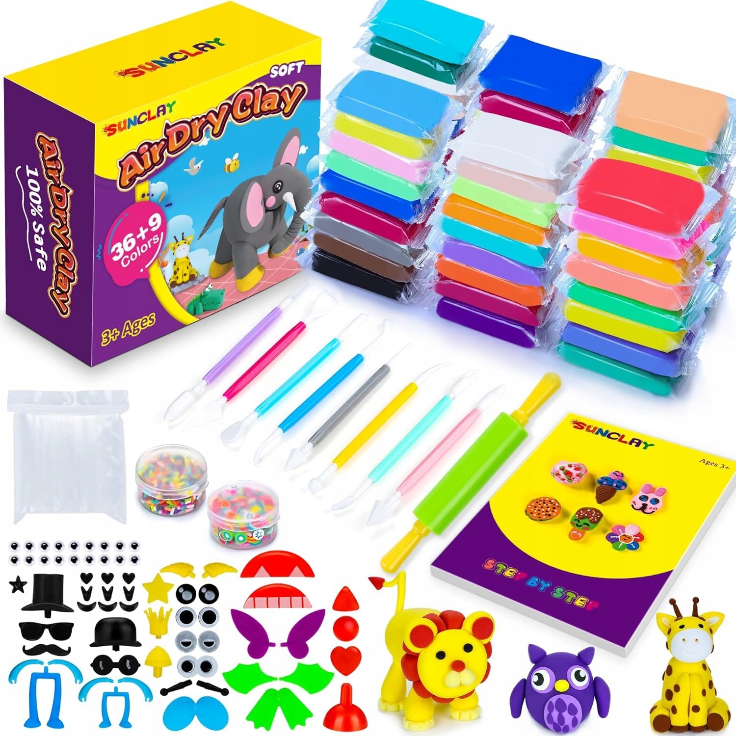 Sunclay Modelína Vzdušně Schnutá 45 barev Sada pro děti